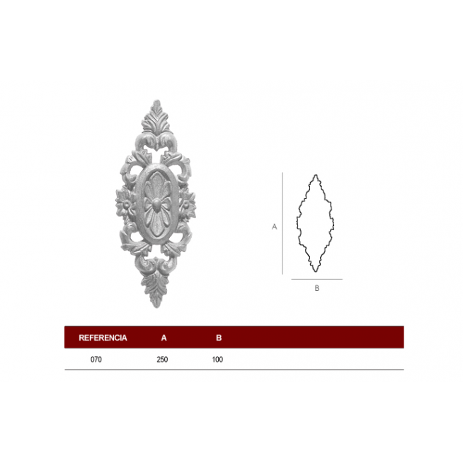 ROSETA H.FUNDIDO 100x250mm.